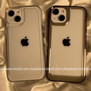 太空硬殼透明亞克力適用iphone13promax蘋果12手機殼11矽膠14女xr新款xs透黑x防摔套15max簡約高階感大孔防摔
