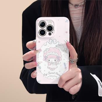 美樂蒂適用iphone16promax蘋果15可愛粉色卡通新款蘋果13全包mini防摔xr高階感蘋果12菲林plus蘋果14手機殼女