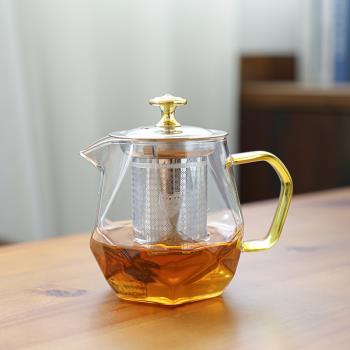 耐熱玻璃茶壺鉆紋不銹鋼內膽過濾功夫茶具茶水分離泡茶器單壺家用