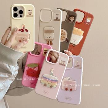 ins卡通立體氣墊美食適用蘋果16promax手機殼iphone15pro新款14pro女款13小眾12pro軟殼16plus可愛13pro全包