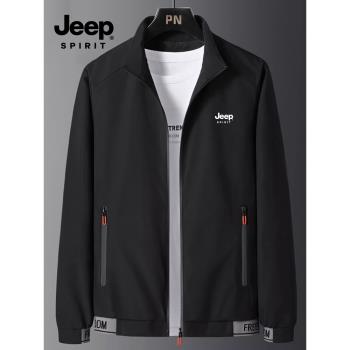 JEEP男士外套2025春秋季新款韓版潮流春裝百搭休閑上衣服立領夾克