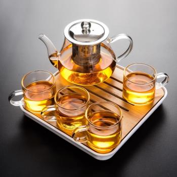 耐熱玻璃茶壺單壺家用功夫茶具套裝不銹鋼內膽過濾茶水分離泡茶器