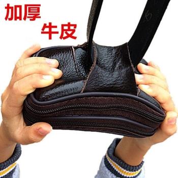 【加厚牛皮】男士真皮穿皮帶腰包頭層牛皮手機包橫豎鑰匙包零錢包