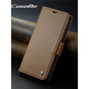 適用三星S24+手機殼商務真皮皮套galaxy S25 23fe高檔翻蓋S22ultra保護套S21/S20plus全包防摔S10+簡約外殼