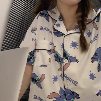 女夏季純棉短褲套裝卡通可愛睡衣