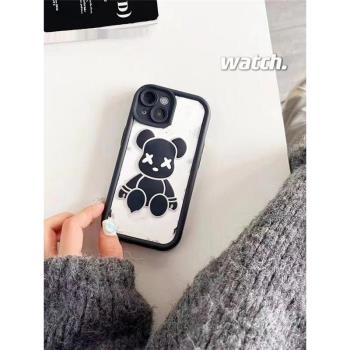 新款泡泡瑪特手機殼卡通3D立體矽膠貼皮蘋果手機殼保護套適用蘋果15Pro手機殼矽膠14pro暴力熊casetify手機殼