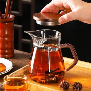 加厚耐熱月牙玻璃茶壺帶木蓋家用茶水分離一體過濾泡花茶綠茶茶具