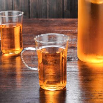 高硼矽耐熱玻璃茶壺 家用透明帶把綠茶杯 簡約牛奶果汁咖啡杯子