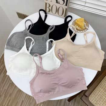 莫代爾短款bra-t打底吊帶背心裹胸無鋼圈文胸運動內衣抹胸帶胸墊