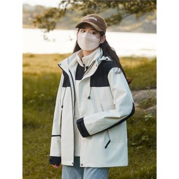 春秋沖鋒衣男女三合一可拆卸2023年新款情侶防風防水登山外套夾克