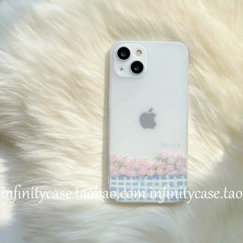 ins風清新格子小花適用iPhone15/16PLUS蘋果12/13/14PROMAX/XR文藝手機殼