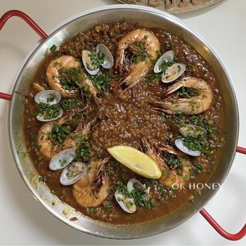 OK HONEY*ins風雙耳不銹鋼平底鍋燴飯意麵炸雞盤小龍蝦盤烤盤