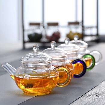 全度高硼矽耐熱玻璃茶壺家用單泡茶器辦公室喝茶一人用小容量茶具