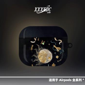 原創小眾高階感藝術中古太陽神適用airpods4代蘋果無線藍牙耳機保護套airpods pro2/3代保護殼2代亮面硬殼