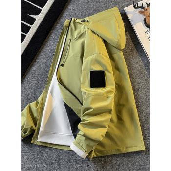 高階感連帽沖鋒衣男款春秋季進藏戶外工裝夾克防風防水登山服外套