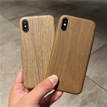 16手感好胡桃木質適用15promax/iPhone13/12手機殼蘋果14promax簡約14pro木紋軟殼