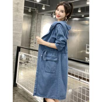 春秋裝牛仔外套女中長款2024春季新款韓版百搭寬松BF休閑百搭風衣