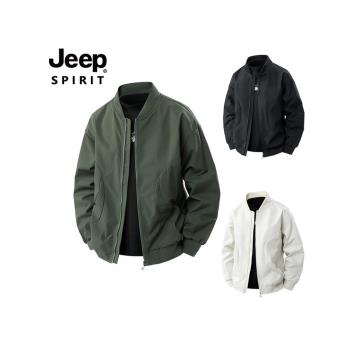 JEEP吉普美式夾克外套男士春秋痞帥運動寬松飛行員棒球服大碼上衣