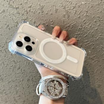 蘋果16磁吸16promax手機殼新款透明適用iphone15pro高階感16pro氣囊防摔13軟簡約12保護套14plus耐臟四角加厚