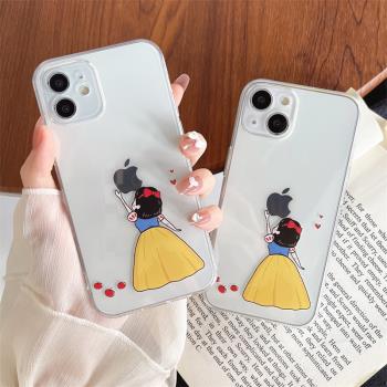 卡通白雪公主抓蘋果適用iphone11promax手機殼透明可愛14新款se3保護套蘋果12pro矽膠軟16max防摔15/13pro薄9