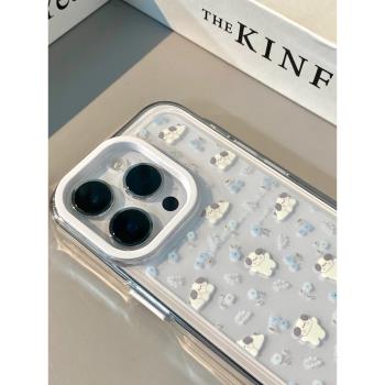 可愛小碎花狗狗適用蘋果15手機殼iPhone14Promax矽膠13透明12新款11女13pro全包15小眾15pro防摔xsmax軟78p殼