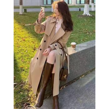 風衣外套女春秋季2024新款韓版中長款英倫風寬松過膝氣質流行大衣
