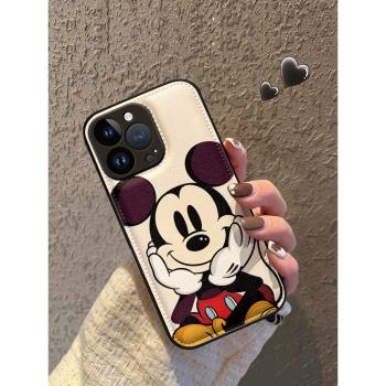 適用蘋果15手機殼趣味iphone13可愛11promax高階7/8plus新款14男女12全包x/xr/xs矽膠por卡通防摔的思考米奇
