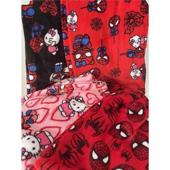 蜘蛛俠hellokitty法蘭絨睡褲女孩可愛kt甜美辣妹Y2K居家服遛彎褲