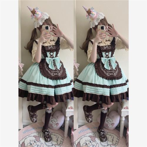 【生巧千層】~白糖少女原創設計Lolita洋裝可愛jsk吊帶連衣裙夏