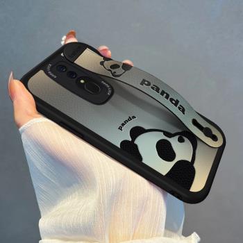 適用OPPOA9手機殼腕帶趴趴小熊貓OPPOK10/K9鏡頭全包K11女新款卡通A5/A7軟矽膠A11S高階K5K3K7支架X保護套PRO