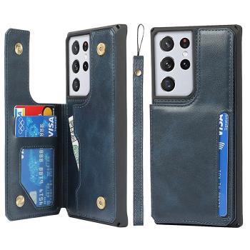 適用三星s21Ultra手機殼s21+手機套S22u卡包Galaxy S21plus防摔保護支架S22ultra翻蓋皮套s21u創意掛繩可插卡