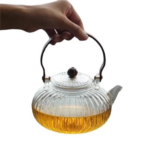 提梁壺耐熱玻璃茶壺圍爐煮茶壺燒水壺電陶爐家用養生茶壺南瓜壺|茶壺