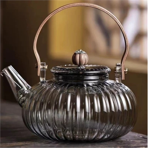 提梁壺耐熱玻璃茶壺圍爐煮茶壺燒水壺電陶爐家用養生茶壺南瓜壺|茶壺
