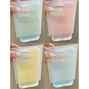 個性ins風漸變磨砂霧面適用iPhone15promax手機殼蘋果14/13pro高階12/11透明軟殼女款14PRO創意簡約防摔超薄
