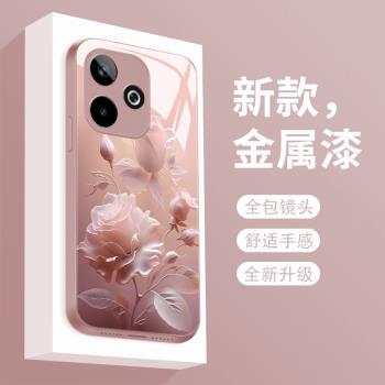 適用於oppoa5活力版手機殼霧色玫瑰OPPOA5 5G新款液態玻璃保護套PKQ110鏡頭全包防摔PKV110潮牌簡約創意女款