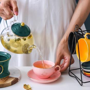 北歐耐熱玻璃茶壺六色啞光陶瓷