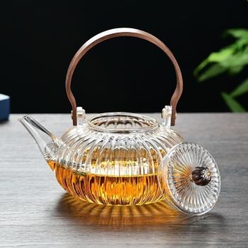 南瓜玻璃耐高溫煮茶器加熱提樑壺