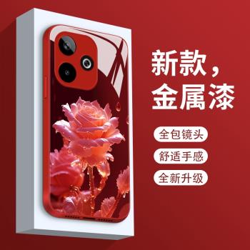 綻放玫瑰適用oppoa5活力版手機殼新款液態玻璃OPPOA5 5G保護套PKQ110鏡頭全包防摔PKV110時尚個性創意女款