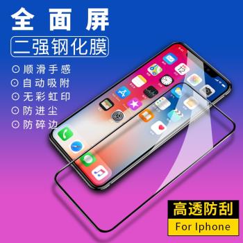 適用於蘋果16promax全屏鋼化玻璃膜X/XR/XSMAX 7P二強絲印手機膜16e