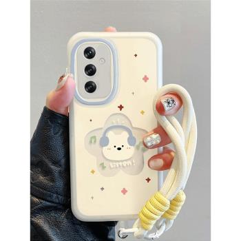 耳機小狗三星GalaxyS24Ultra手機殼S24PLUS+適用S24可愛S23卡通S22透明S21FE氣囊S20女保護套防摔矽膠帶掛繩