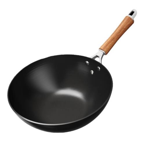 章丘平底電磁爐專用鐵鍋炒鍋炒菜家用不沾鍋無涂層氣灶不粘錘紋