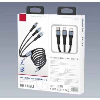 超級快充一拖三快充數據線120w 100w適用安卓蘋果Type-C三合一充電線1.2米
