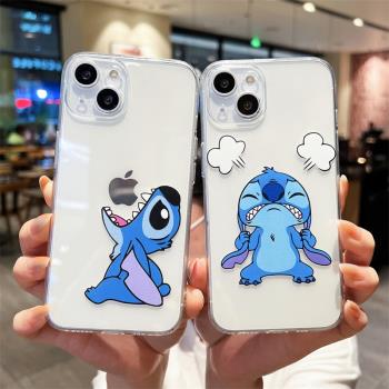 可愛生氣吃蘋果史迪仔適用iPhone13/15promax蘋果11/12/14手機殼xs/16全包透明7/8plus女矽膠6sp防摔軟殼保護