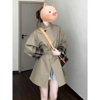 卡其色風衣外套女小個子2025新款初秋設計感超好看英倫風短款大衣