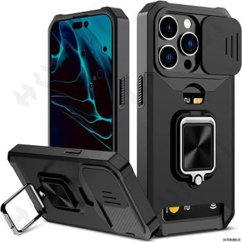 磁吸支架潮款iPhone16ProMax手機殼插卡儲存蘋果15殼車載xr推窗保護6/7/8