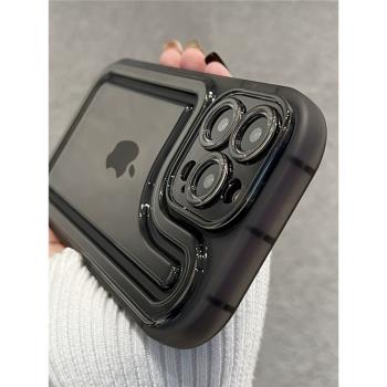 小眾防摔11Pro感手機殼xs蘋果xsmax8plus簡約網護套X保矽膠iphone11promax防塵7p加厚帶高級氣囊透女款XR黑色