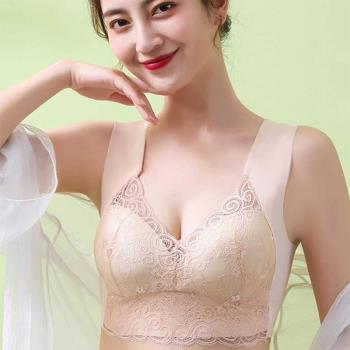 聚攏美背無鋼圈蕾絲裹胸文胸內衣固定一體罩杯無痕睡眠文胸背心