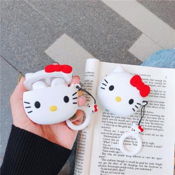 日韓卡通Kitty貓AirPods4保護套適用蘋果1/2代無線藍牙耳機殼3/Pro凱蒂貓Pro2防摔盒kt矽膠AirPods3殼5代女款