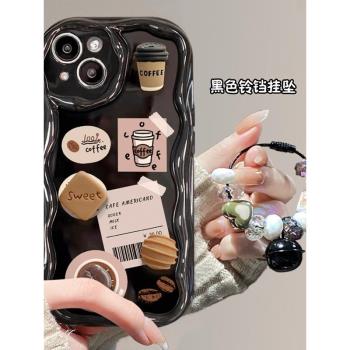 新款泡泡瑪特手機殼適用蘋果16promax手機殼iPhone15立體蘋果手機殼13咖啡公仔掛墜12mini矽膠casetify手機殼