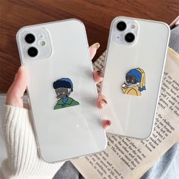 創意卡通梵高煙鬥適用蘋果13promax手機殼iphone11透明軟女15外殼6splus矽膠16max防摔男12pro全包14/se3情侶